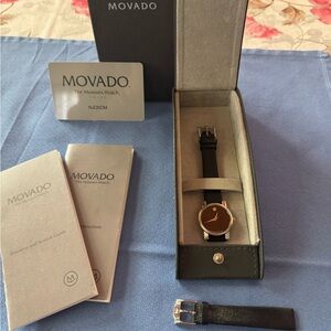 Movado Black and Silver Ladies Watch